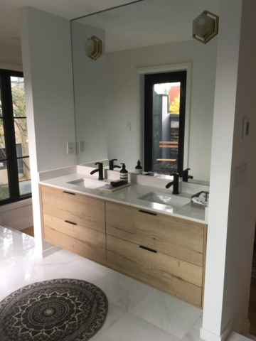 Modern Bathroom Vanity With Austrian Laminate And Quartz Countertop